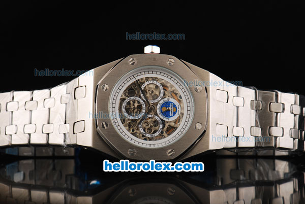 Audemars Piguet Royal Oak Automatic Movement White Skeleton Dial with Silver Case and SS Strap - Click Image to Close